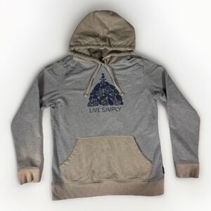 Patagonia Women Graphic Hoodie Small Gray Organic Cotton Live Simply Sweatshirt